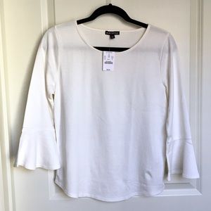 [Sold] J. Crew NWT White ¾ Bell-sleeve Top Size S